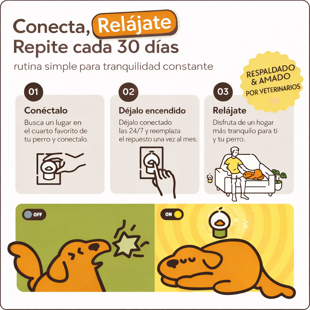 Difusor de feromonas, calmante para mascotas natural