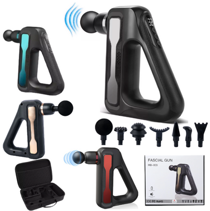 Pistola Masajeadora Profesional con 32 Niveles + 8 Cabezales